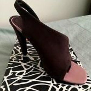 brown Suede high heel sandal.